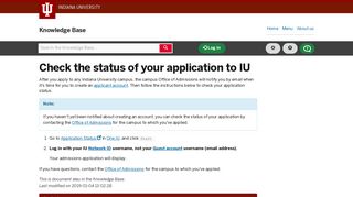 Check the status of your application to IU - IU Knowledge Base