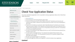 Check Your Application Status | Stevenson University