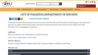 CITY OF PASADENA DEPARTMENT OF HOUSING | 211LA