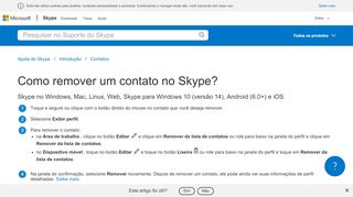 Como remover um contato no Skype? | Suporte do Skype