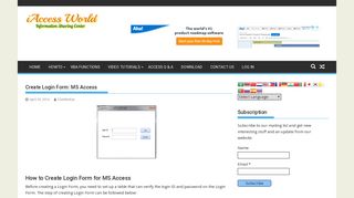 Create Login Form: MS Access - iAccessWorld.com
