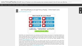 Fancy A Payday is an online payday loan company based in ...