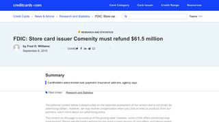 FDIC: Store card issuer Comenity must refund $61.5 million ...