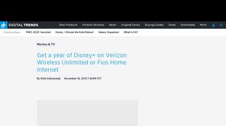 Get a Year of Disney+ on Verizon Wireless Unlimited or Fios ...