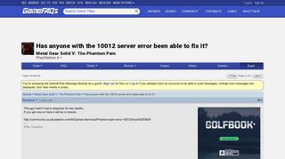 Has anyone with the 10012 server error been able to fix it ...