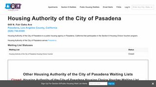 Housing Authority of the City of Pasadena, CA | Section 8