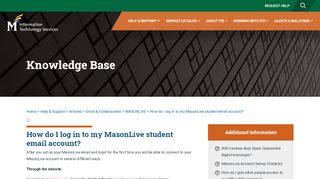 How do I log in to my MasonLive student email account ...