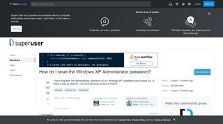 How do I reset the Windows XP Administrator password? - Super User