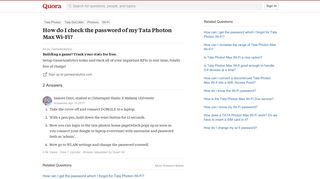How to check the password of my Tata Photon Max Wi-Fi - Quora