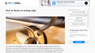 How to Reset an Airbag Light | It Still Runs