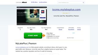 Iccms.mylabsplus.com website. MyLabsPlus | Pearson.