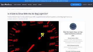 Is It Safe to Drive With the Air Bag Light On? | YourMechanic ...