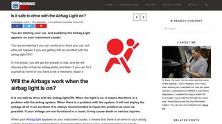 Is it safe to drive with the Airbag Light on? - Mechanic Base