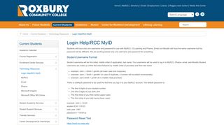Login Help/RCC MyID - Roxbury Community College