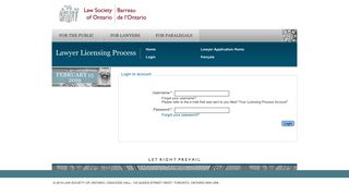 Login - Lawyer Licensing Process - Law Society of Ontario