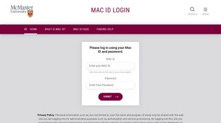MAC ID LOGIN - McMaster University