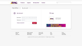 My Account Login page - TPG