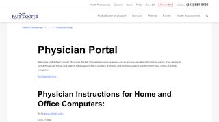 Physician Portal | East Cooper Medical Center | Mt Pleasant, SC