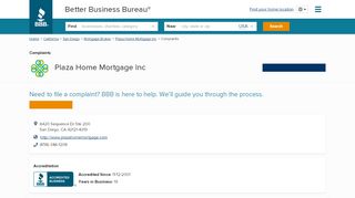 Plaza Home Mortgage Inc | Complaints | Better Business ...