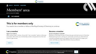 RSC Members' Area | Chemistry World