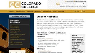 Student Accounts • Student Accounts Colorado College