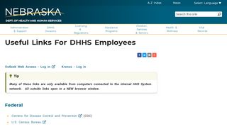 Useful Links For Employees - Nebraska DHHS