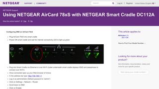 Using NETGEAR AirCard 78xS with NETGEAR Smart Cradle ...