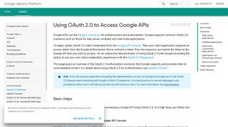 Using OAuth 2.0 to Access Google APIs | Google Identity ...