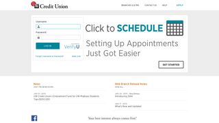 UW Credit Union: Web Branch Log In