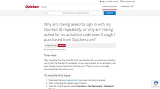 Why am I being asked to sign in with my Quicken ID repeatedly