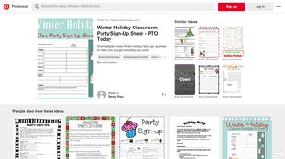Winter Holiday Classroom Party Sign-Up Sheet - Pinterest