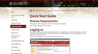 WITS: WISE Quick Start Guide - Willamette University