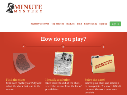 5 Minute Mystery: Short, online you-solve-it mysteries