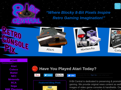 &#35;RetroGaming with 8-bit Central features video game articles &amp; news, console &amp; arcade pix, and game reviews