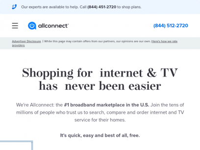 Allconnect.com: Compare the Best Internet &amp; TV Packages | 844-845-3968