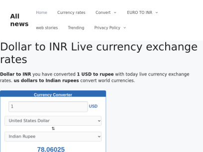 Dollar to INR Live | today best live currency exchange rates