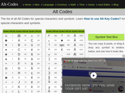 Alt Codes List of Alt Key Codes Symbols