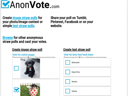 Create free image straw polls - AnonVote.com