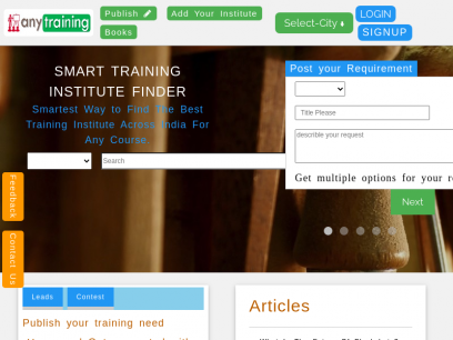 anytraining.in is india's largest Training,Tuition and Coaching centre search portal