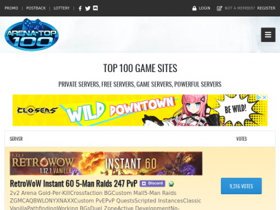 Gaming top 100 list - Arena-Top100.com
