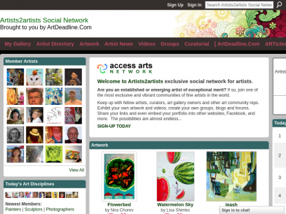 Artists2artists Social Network - Brought to you by ArtDeadline.Com