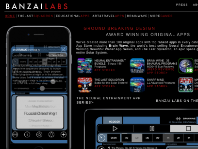 BANZAI LABS - Best Selling iOS Apps - Binaural Neural Entrainment, Space Games, Brain Training, Math Games, Educational Apps, Travel Apps and More - Supports iPhone, iPad and iPod Touch