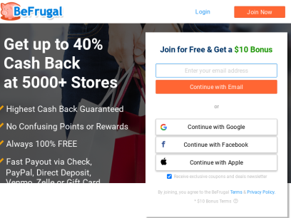 
	BeFrugal - The #1 Site for Cash Back &amp; Coupons

