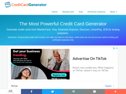 Credit Card Generator - MasterCard, Visa, American Express,Disvocer Credit Card Generator