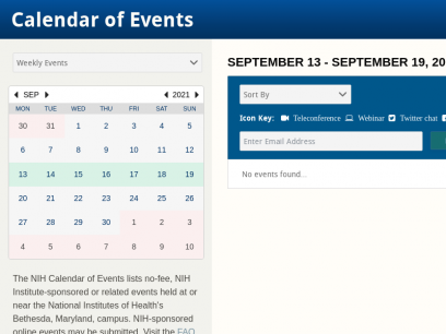 NIH Calendar of Events