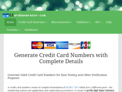 Valid Credit Card Generator and Validator