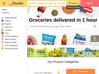 Chaldal 🥚 Online Grocery Shopping and Delivery in Bangladesh | Buy fresh food items, personal care, baby products and more