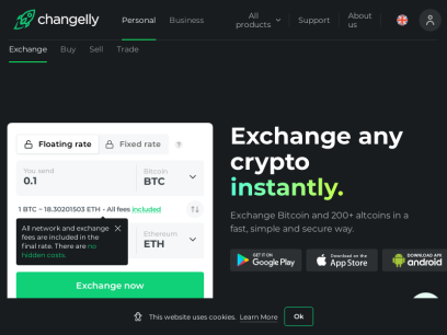 Exchange crypto online — Cryptocurrency exchange platform Changelly