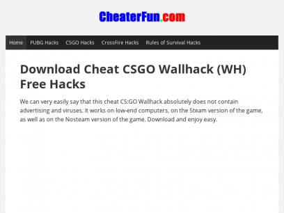 CheaterFun.com - Download Free Working Cheats Online Games