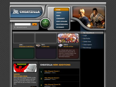 CheatZILLA: Video game cheats, codes, and hints